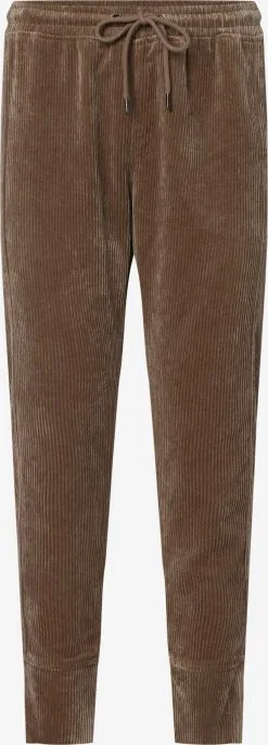 Marie Lund Ribbroeken Tapered Broek Dames Bruin